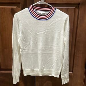 Splendid Cream Sweater with Striped Collar